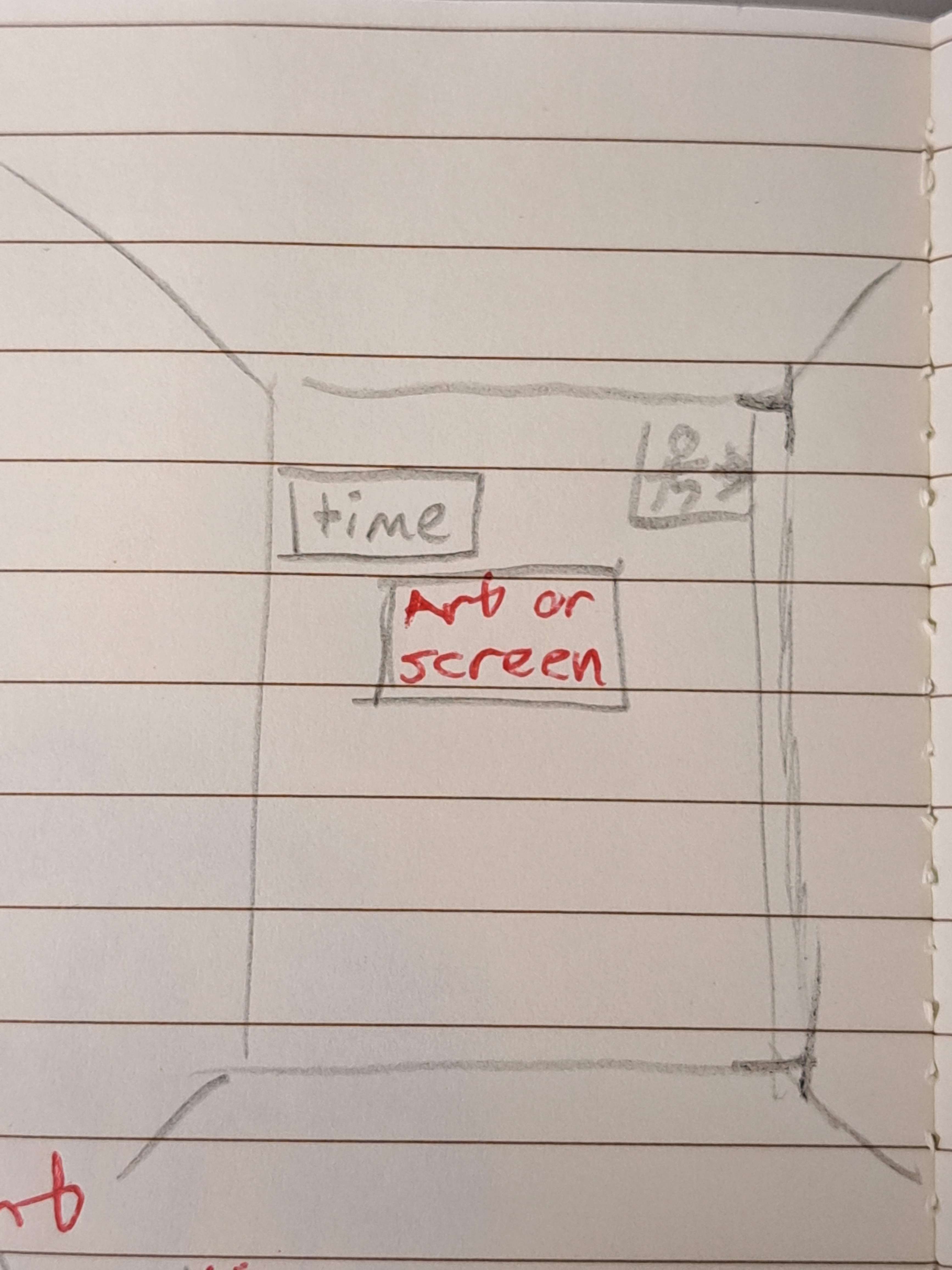 Goal: fill empty space<br>- add screen or artwork to the end of the hallway